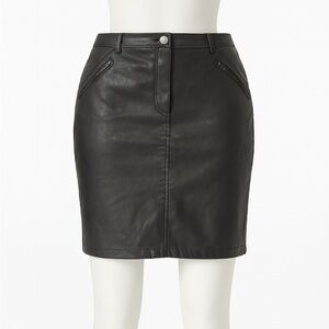 LOFT Black Faux Leather Mini Skirt